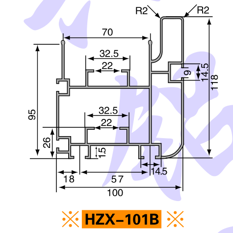 【組裝線工業(yè)鋁型材】HZX-101B(100x118)